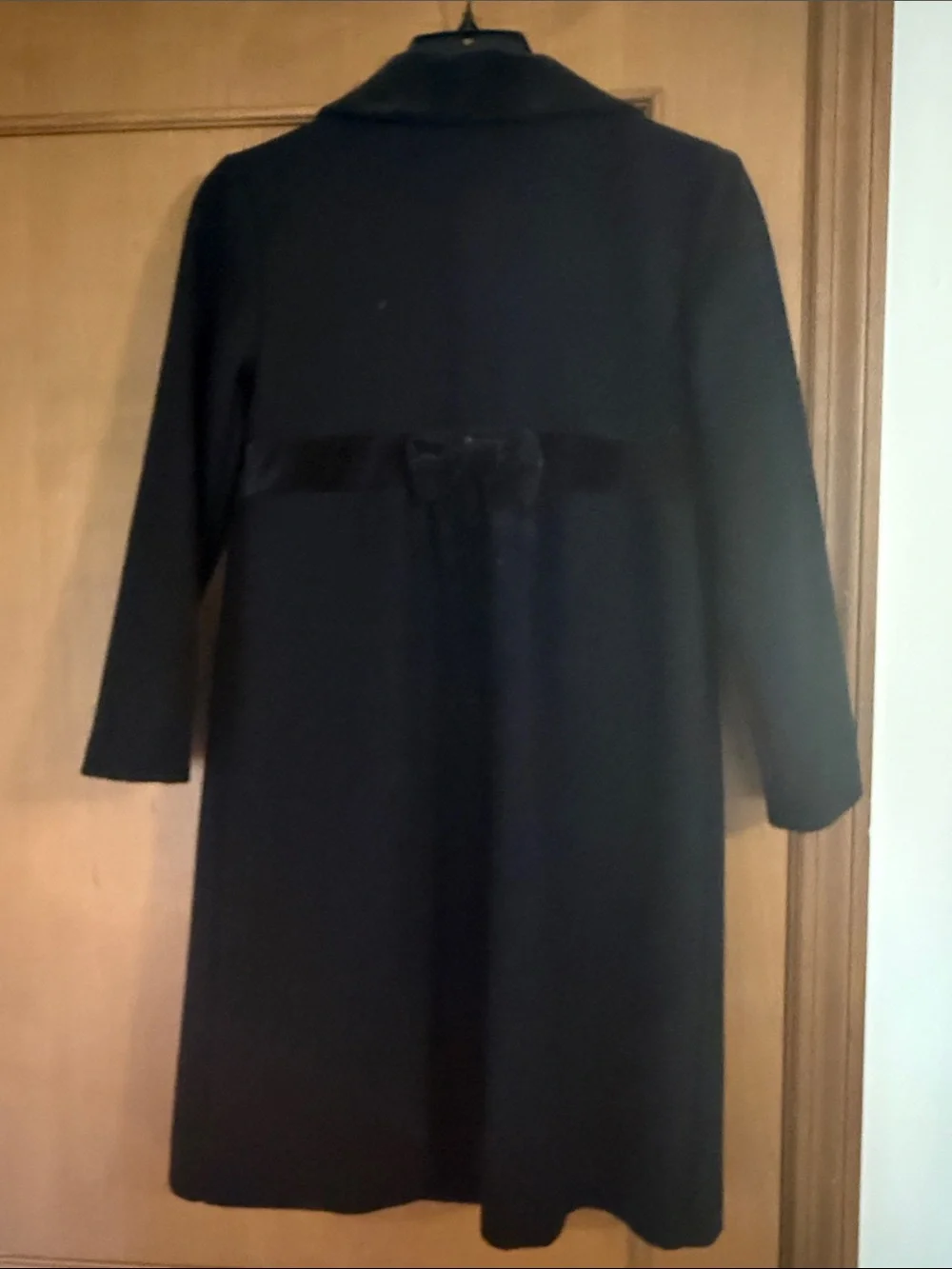 Gymboree Black Double-Breasted Pea Coat with Velvet Waist Trim